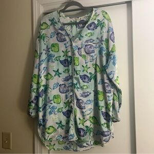 Victoria's Secret Floral Print Top - Blue and Green